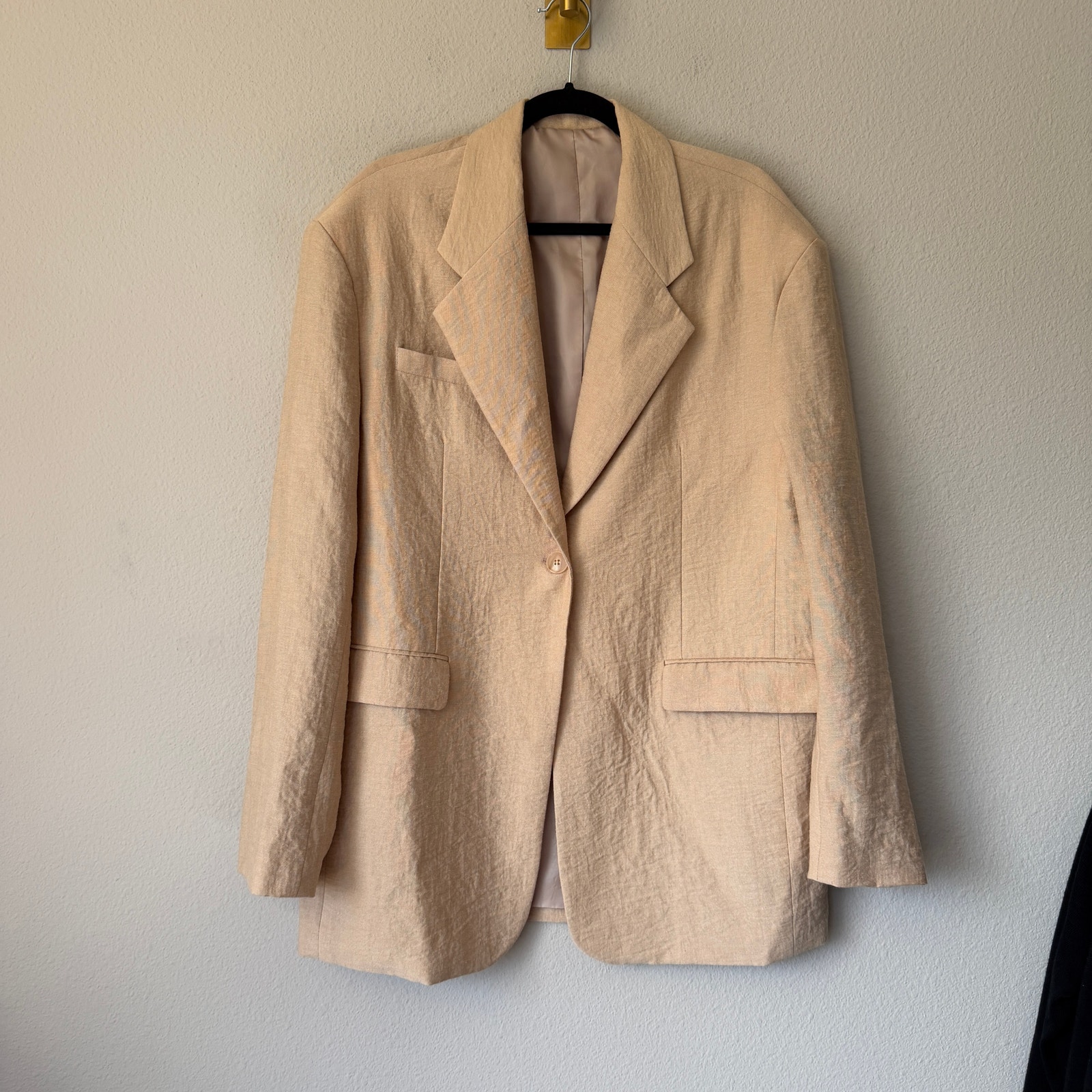 The Nkc Store Tan Linen Oversized Blazer — image 3 of 7